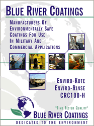Blue River Coatings Poster for Enviro-Rinse, Enviro-Kote, and CRC100-H, environmentally safe coatings for use in military and commercial applications